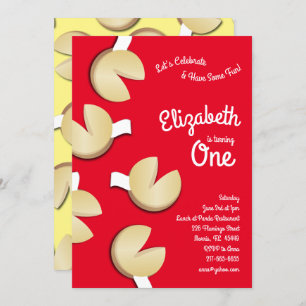 Cute Fortune Cookies Kids 1st Birthday Party Invitation