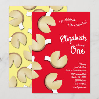 Cute Fortune Cookies Kids 1st Birthday Party Invitation