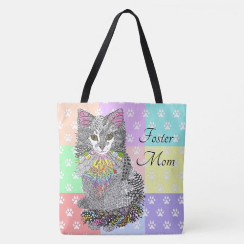 Cute Foster Mom Cat Tote Bag