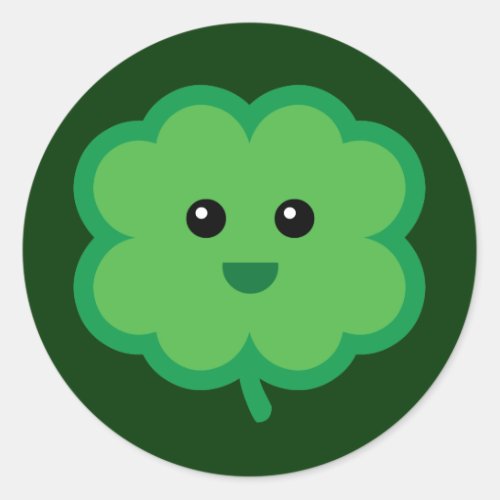 Cute Four Leaf Clover Classic Round Sticker