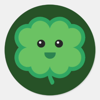 Cute Four Leaf Clover Classic Round Sticker