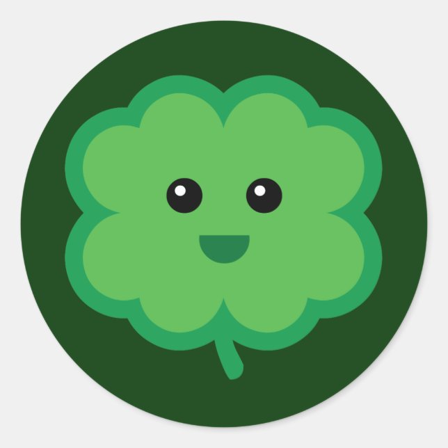 Cute Four Leaf Clover Classic Round Sticker (Front)