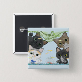 Cute Four Metaka Cats Button