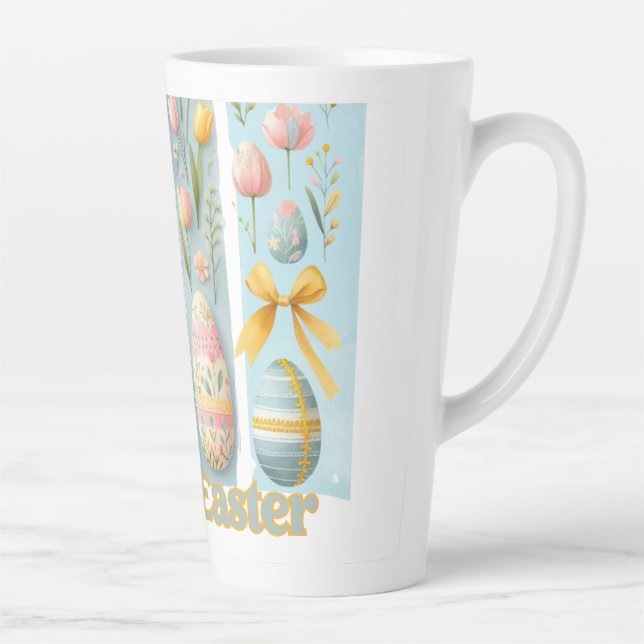 Cute Four Vertical Brash Watercolor Hoppy Easter Latte Mug (Right)