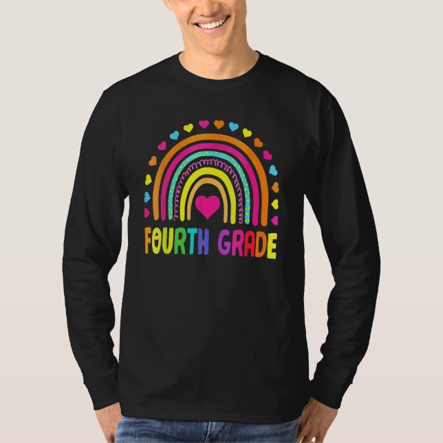 Cute Fourth Grade Rainbow Girls Kids Teacher Team  T-Shirt (Front)