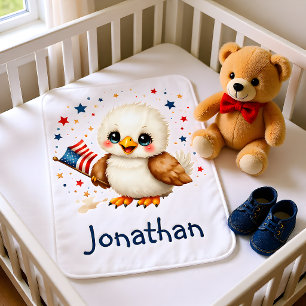 Cute Fourth of July Eagle Nursery Baby Blanket