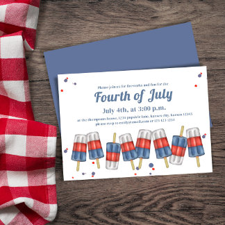 Cute Fourth of July Popsicle Summer Party Invitation