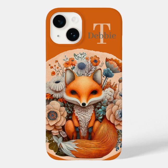 cute fox add monogram animal lovers Case-Mate iPhone case (Back)