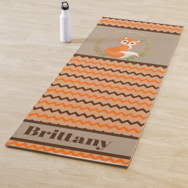 Cute Fox add name yoga mat (In Situ)