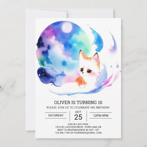 Cute Fox Adventure for Children Birthday Invitation