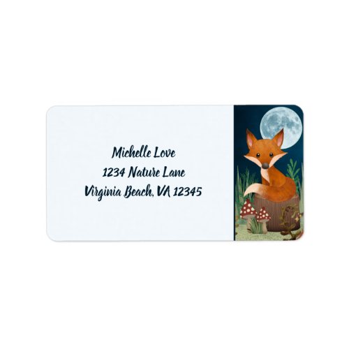 Cute Fox and a Full Moon Woodland Address Label