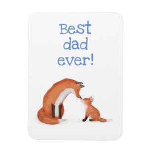 Cute fox and cub 'Best Dad ever' magnet