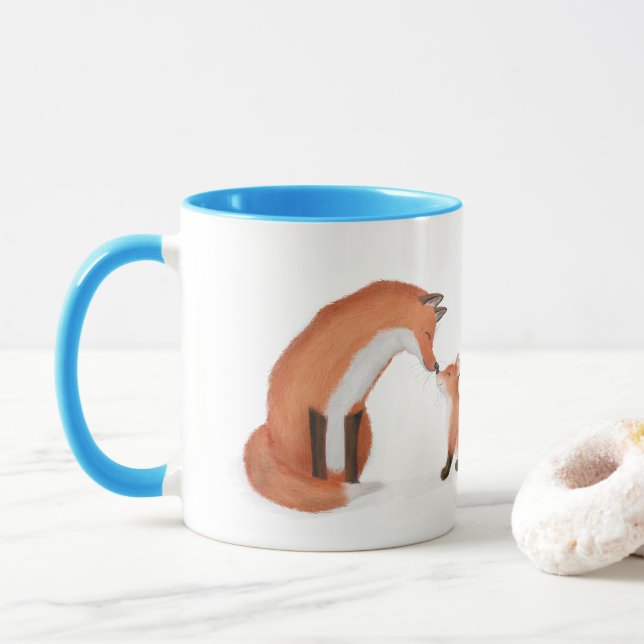 Cute fox and cub 'Best Dad ever' mug (With Donut)