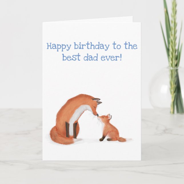 Cute fox and cub birthday card for dad (Front)