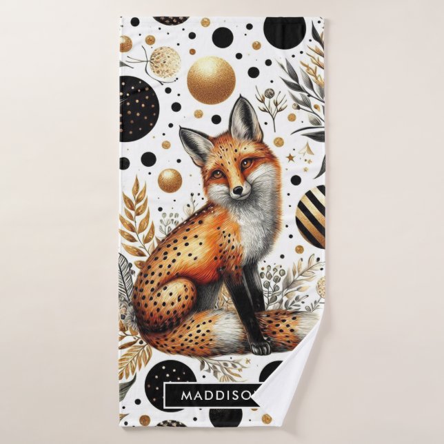 Cute Fox and Dots Seamless Bath Towel (Bath Towel)