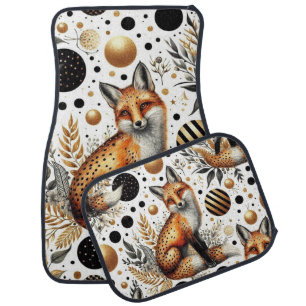Cute Fox and Dots Seamless Car Floor Mat