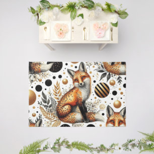 Cute Fox and Dots Seamless Outdoor Rug