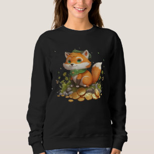 Cute Fox and Gold Coins St Patrick s Day Fox Sweatshirt