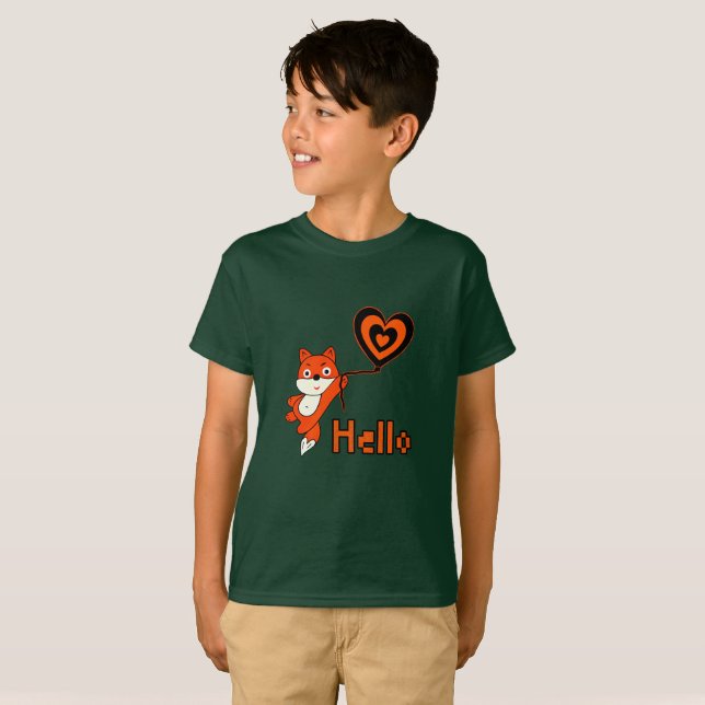 Cute fox and heart T-Shirt (Front Full)