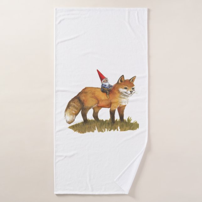 Cute Fox And His Friend Gnome   Bath Towel (Bath Towel)