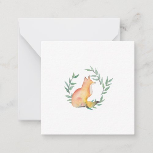 Cute Fox and Laurel Wreath Note Card