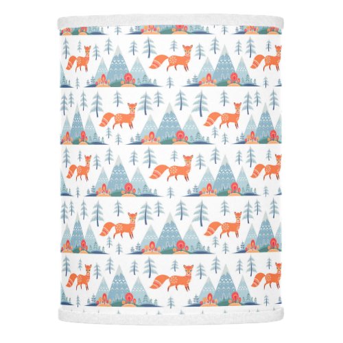 Cute Fox and Mountains Pattern Illustration Lamp Shade
