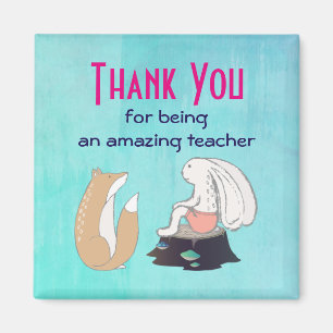 Cute Fox and Rabbit Teacher Appreciation Magnet