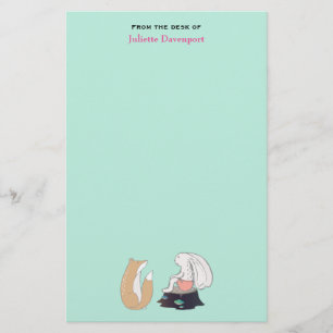 Cute Fox and Rabbit Woodland Creatures Drawing Stationery