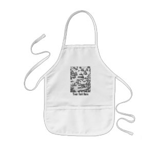cute fox and rabbits christmas snow scene kids' apron