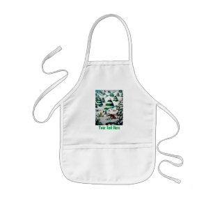 cute fox and rabbits christmas snow scene kids' apron