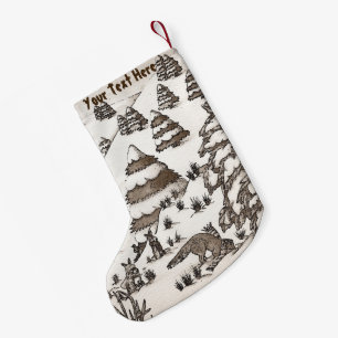 cute fox and rabbits christmas snow scene small christmas stocking