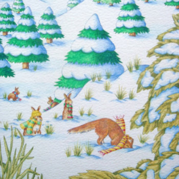 Cute Fox And Rabbits Playing Snow Scene Jigsaw Puzzle by artoriginals at Zazzle