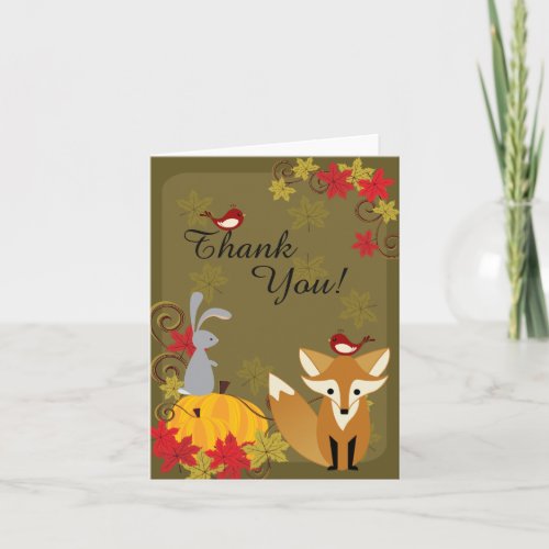 Cute Fox and Woodland Animals Autumn Thank You