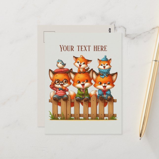 Cute Fox animal lovers Postcard (Front/Back In Situ)