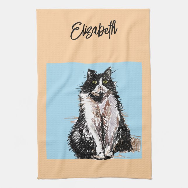 Cute Fox Animal Watercolor Pastel Colors Kitchen Towel (Vertical)