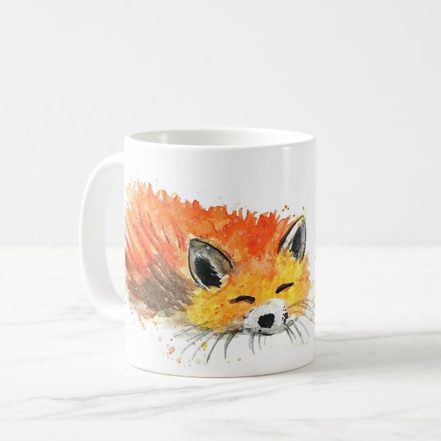 Cute Fox animal watercolor woodland wildlife Coffee Mug (Front Left)