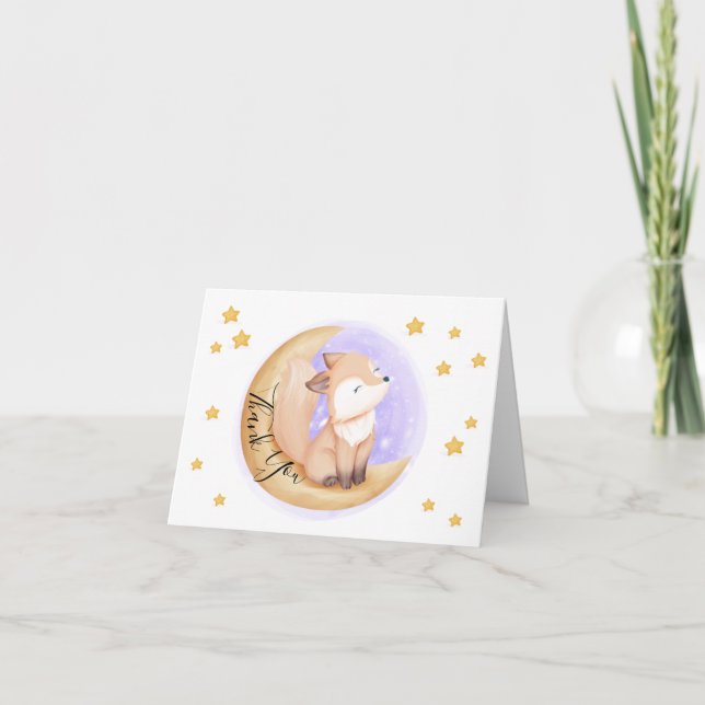 Cute Fox | Animals Baby Shower Letterpress Thank You Card (Front)