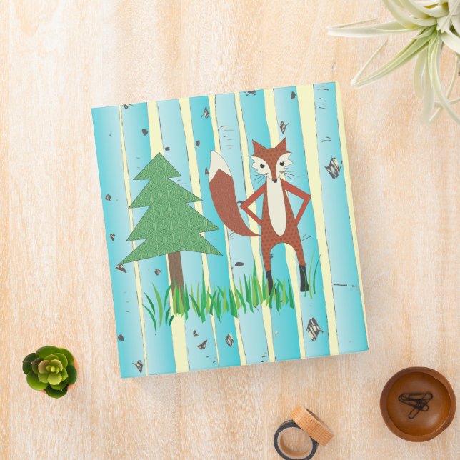 Cute Fox Aqua Birch Tree Binder (In Situ)