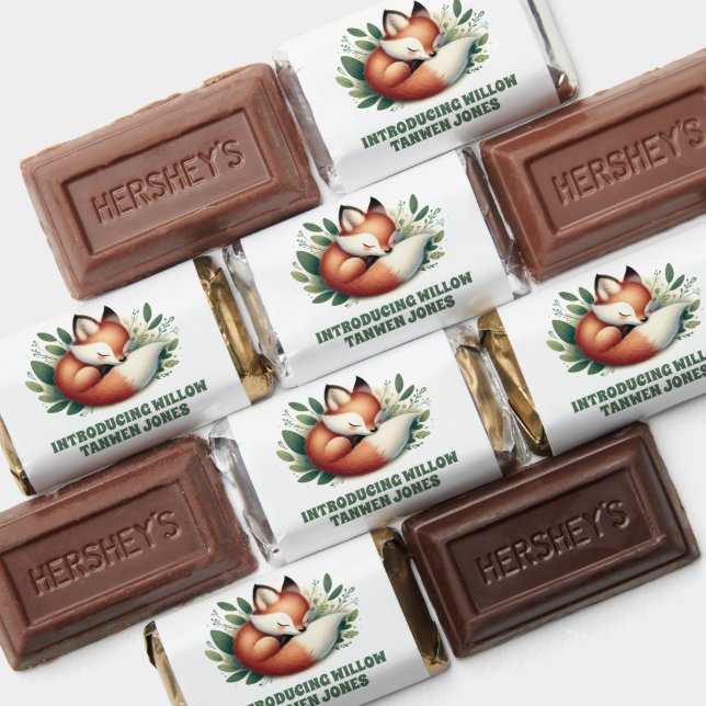 Cute Fox Asleep in Leaves Baby Shower Hershey's Miniatures (Assorted)
