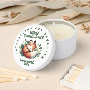 Cute Fox Asleep in Leaves Baby Shower Mini Candle Favors