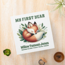 Cute Fox Asleep in Leaves Baby's 1st Year