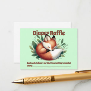 Cute Fox Asleep in Leaves Diaper Raffle Enclosure Card