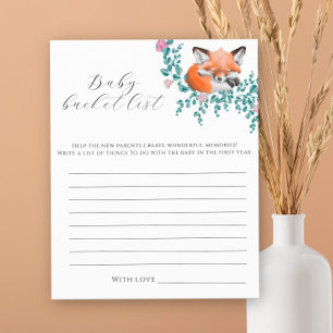 Cute fox baby shower - Baby bucket list game