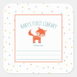 Cute Fox Baby Shower Bookplate, Books For Baby Square Sticker at Zazzle