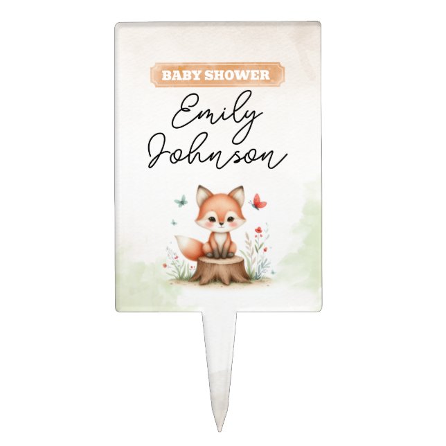 Cute fox baby shower  cake topper (Front)