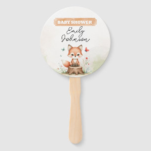 Cute fox baby shower hand fan