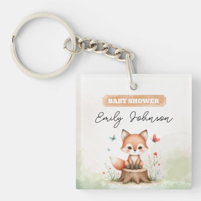 Cute fox baby shower  keychain (Front)