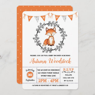 Cute Fox Baby Shower / Modern Woodland Forest Invitation