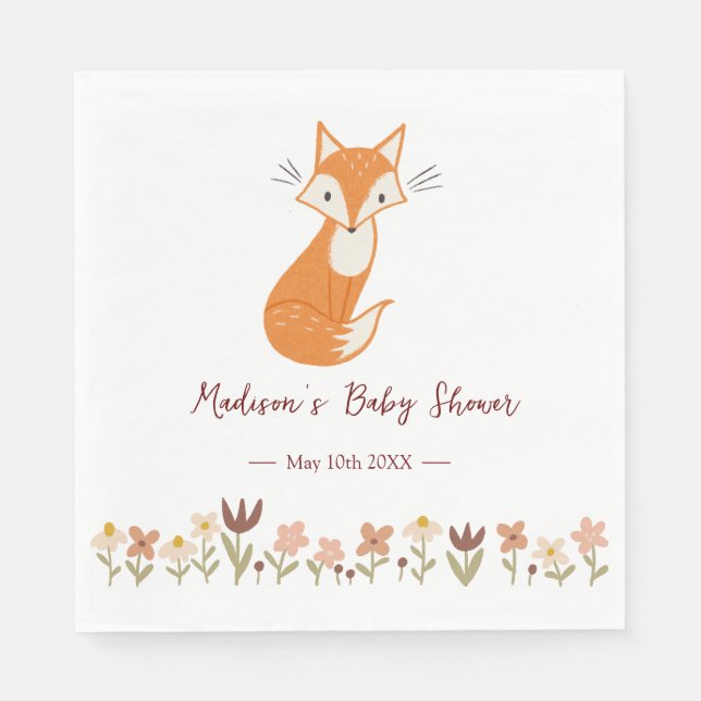 Cute Fox Baby Shower Napkins (Front)