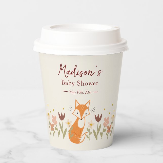 Cute Fox Baby Shower Paper Cups (Front)